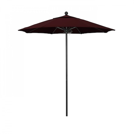 California Umbrella 7.5' Black Aluminum Market Patio Umbrella, Pacifica Burgundy 194061334980